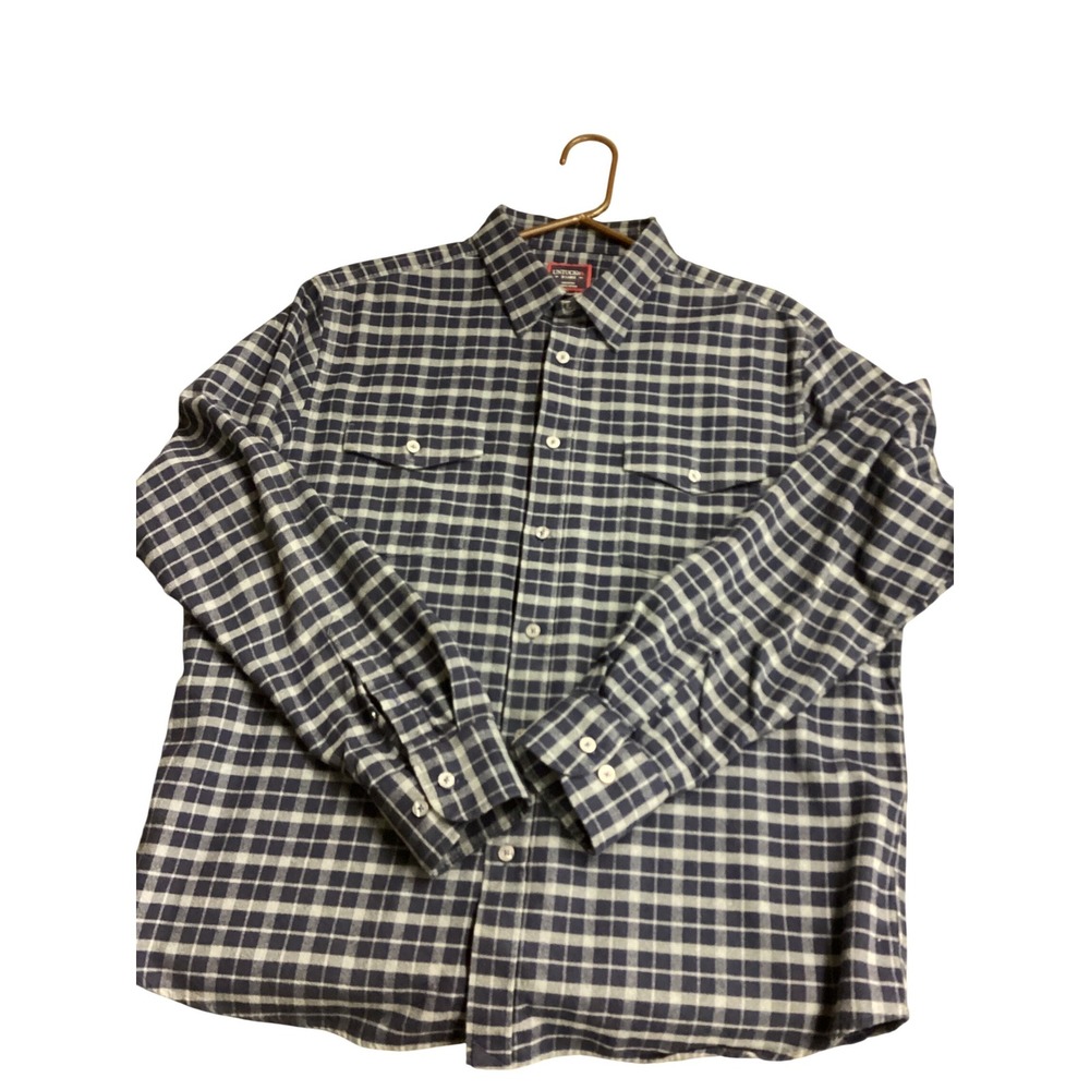 UNTUCKit Mens X Large Blue White Plaid Long Sleeve Button Down Shirt Cotton